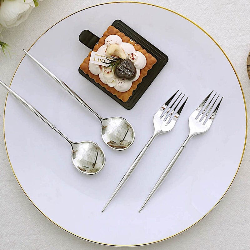 24 Premium 6" Plastic Cutlery Spoons and Forks Set - Disposable Tableware