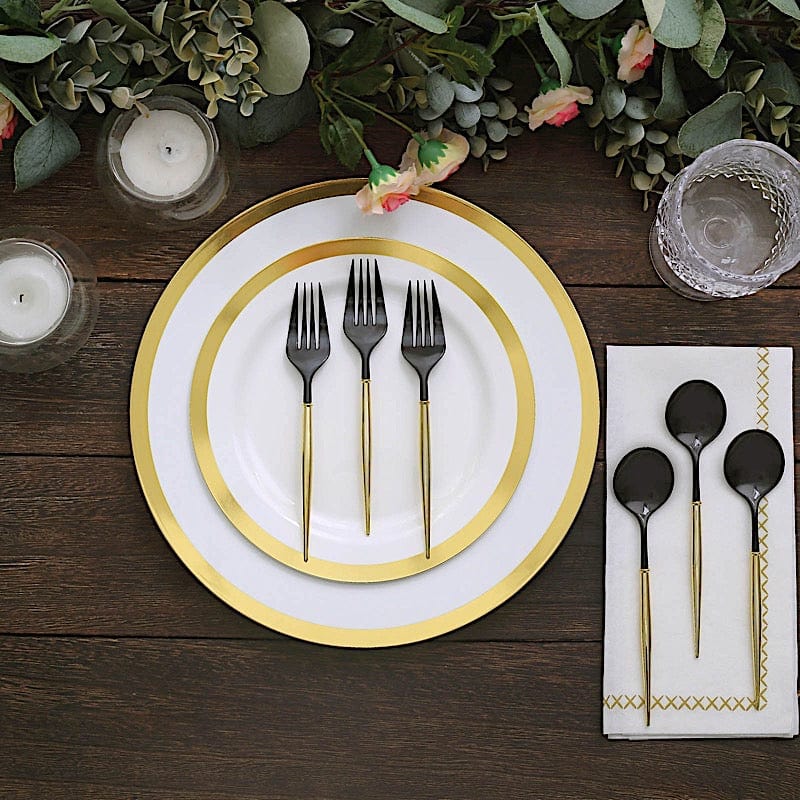 24 Premium 6" Plastic Cutlery Spoons and Forks Set - Disposable Tableware