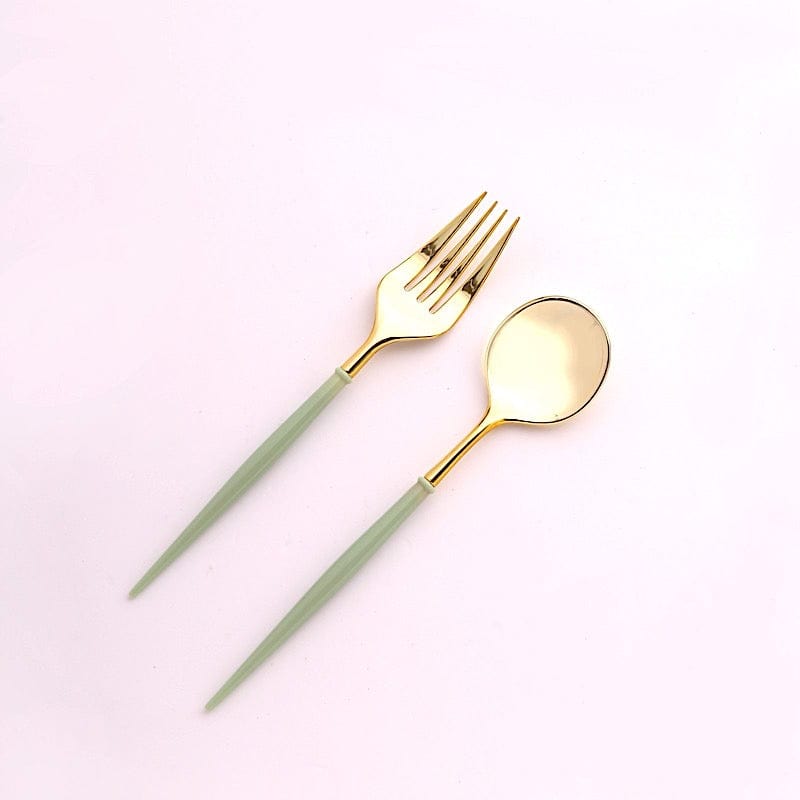 24 Premium 6" Plastic Cutlery Spoons and Forks Set - Disposable Tableware