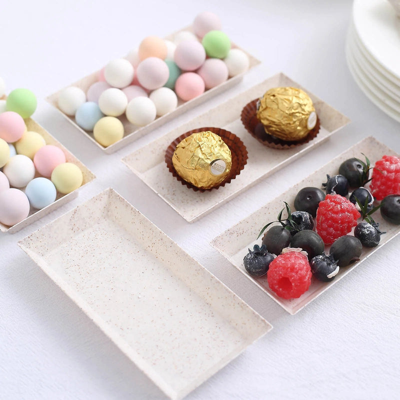 24 Rectangle 5" Biodegradable Wheat Straw Fiber Mini Serving Trays - Natural DSP_DST_BPL001_3_NAT