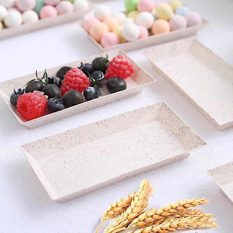 24 Rectangle 5" Biodegradable Wheat Straw Fiber Mini Serving Trays - Natural DSP_DST_BPL001_3_NAT