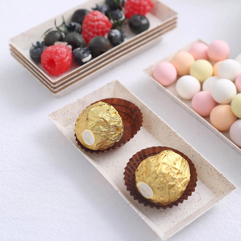 24 Rectangle 5" Biodegradable Wheat Straw Fiber Mini Serving Trays - Natural DSP_DST_BPL001_3_NAT