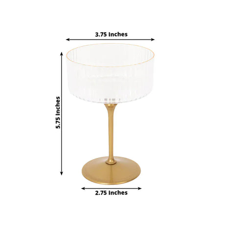 24 Ribbed 10 oz Premium Plastic Disposable Champagne Glasses with Detachable Stem
