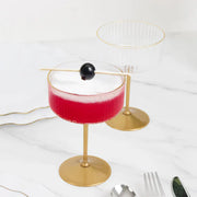 24 Ribbed 10 oz Premium Plastic Disposable Champagne Glasses with Detachable Stem