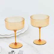 24 Ribbed 10 oz Premium Plastic Disposable Champagne Glasses with Detachable Stem