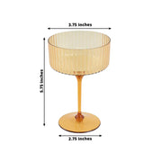 24 Ribbed 10 oz Premium Plastic Disposable Champagne Glasses with Detachable Stem