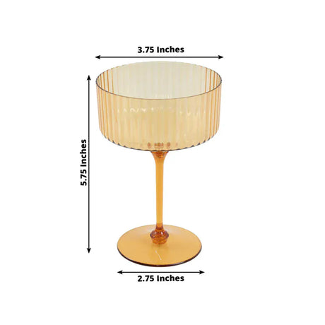 24 Ribbed 10 oz Premium Plastic Disposable Champagne Glasses with Detachable Stem