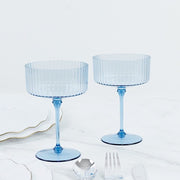 24 Ribbed 10 oz Premium Plastic Disposable Champagne Glasses with Detachable Stem