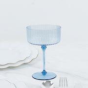 24 Ribbed 10 oz Premium Plastic Disposable Champagne Glasses with Detachable Stem