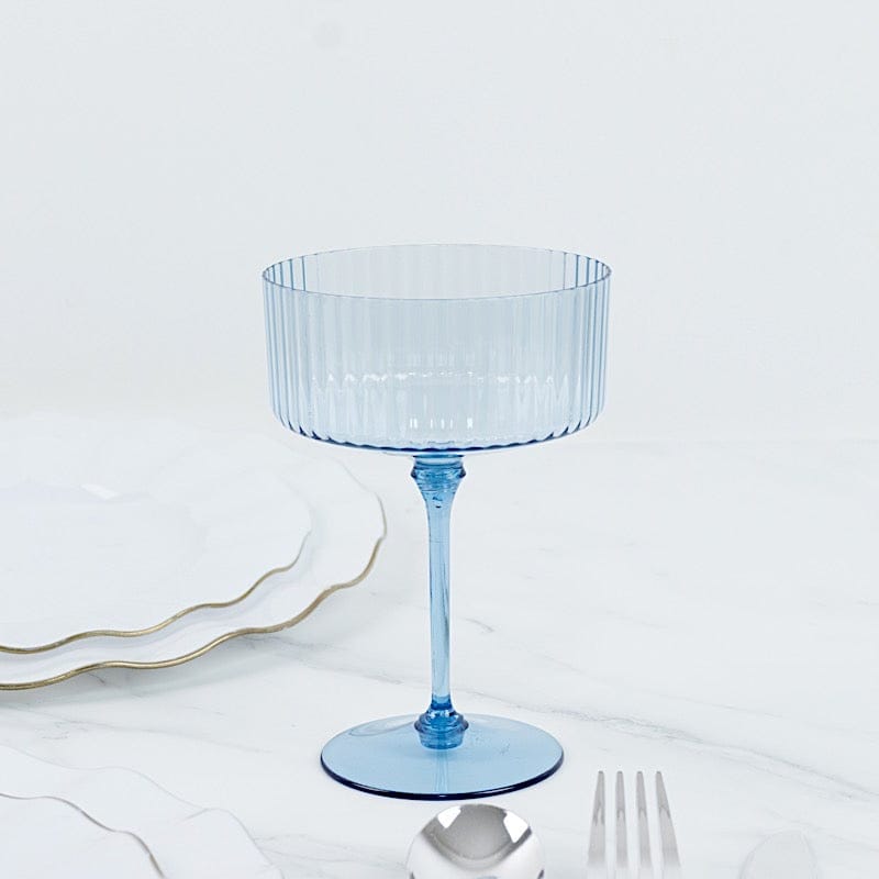 24 Ribbed 10 oz Premium Plastic Disposable Champagne Glasses with Detachable Stem