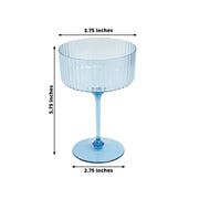 24 Ribbed 10 oz Premium Plastic Disposable Champagne Glasses with Detachable Stem