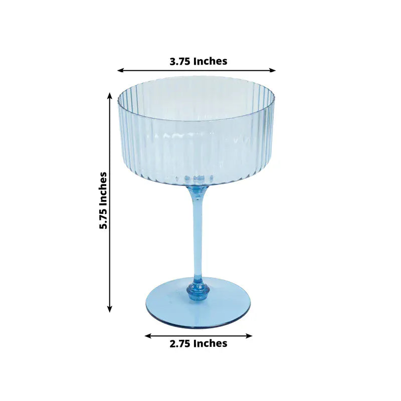 24 Ribbed 10 oz Premium Plastic Disposable Champagne Glasses with Detachable Stem