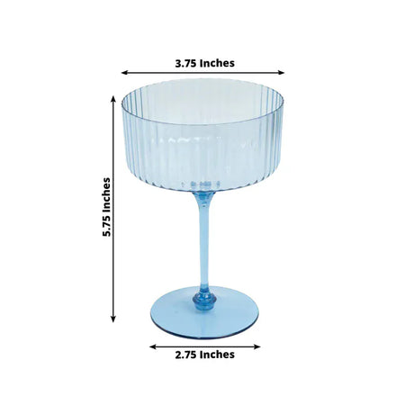 24 Ribbed 10 oz Premium Plastic Disposable Champagne Glasses with Detachable Stem