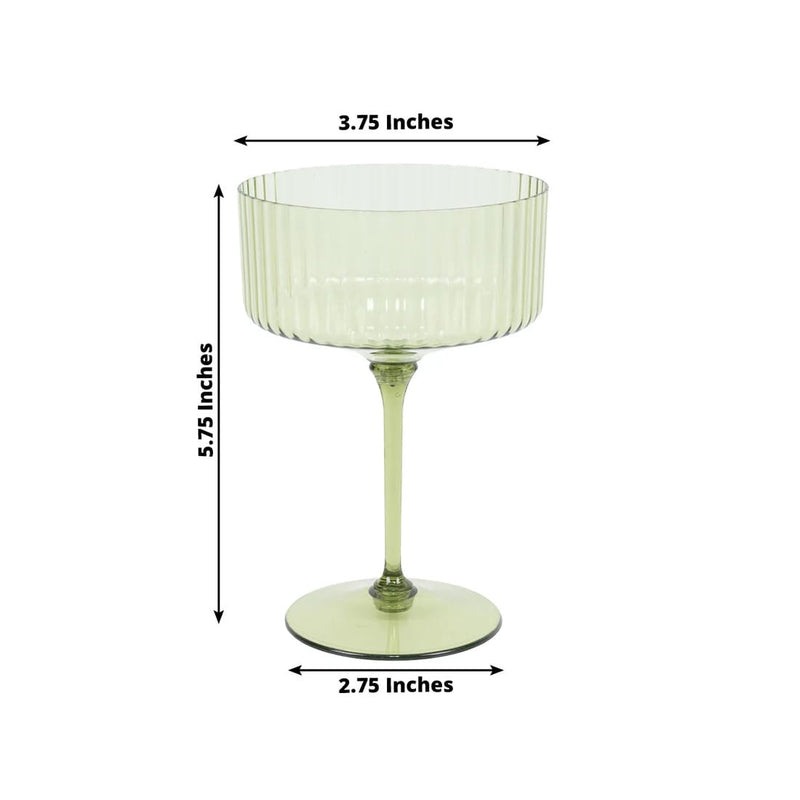 24 Ribbed 10 oz Premium Plastic Disposable Champagne Glasses with Detachable Stem