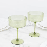 24 Ribbed 10 oz Premium Plastic Disposable Champagne Glasses with Detachable Stem