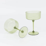24 Ribbed 10 oz Premium Plastic Disposable Champagne Glasses with Detachable Stem