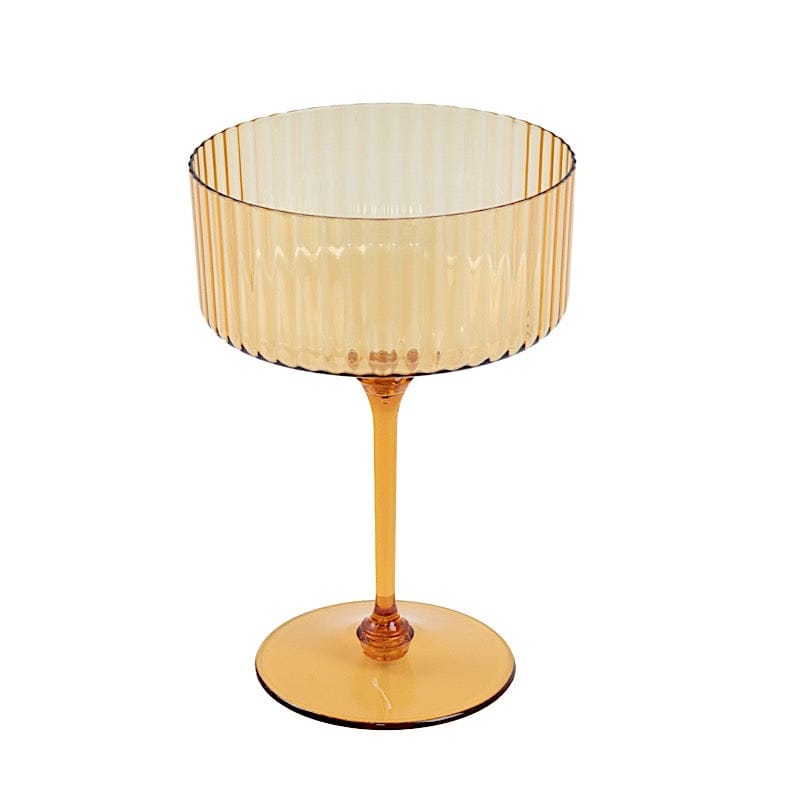 24 Ribbed 10 oz Premium Plastic Disposable Champagne Glasses with Detachable Stem DSP_CUCK002_10_AMB