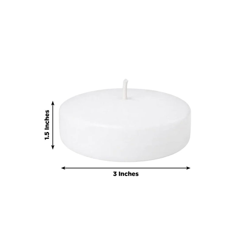 24 Round 3" Unscented Floating Candles - White CAND_FLO003_3_WHT_PK24