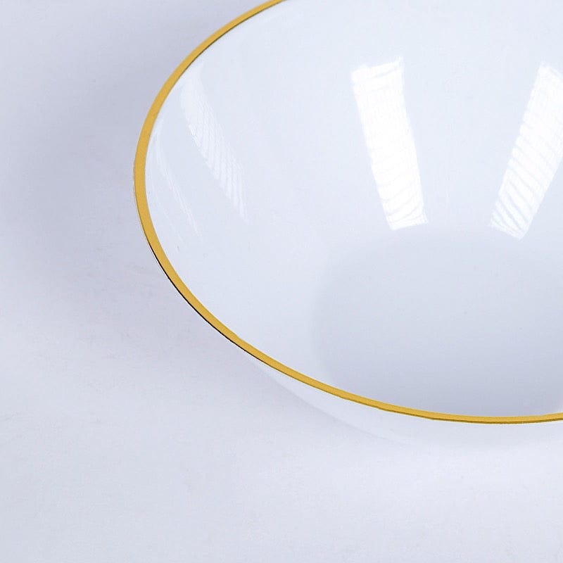 24 Round 7oz Glossy Heavy Duty Plastic Dessert Bowls - White and Gold DSP_DST_BO004_7_WHTGD