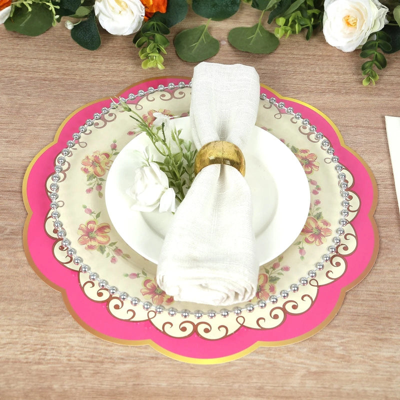 24 Round Cardboard Paper Placemats with Assorted Floral Designs DSP_CHRG_TEA017_MIX