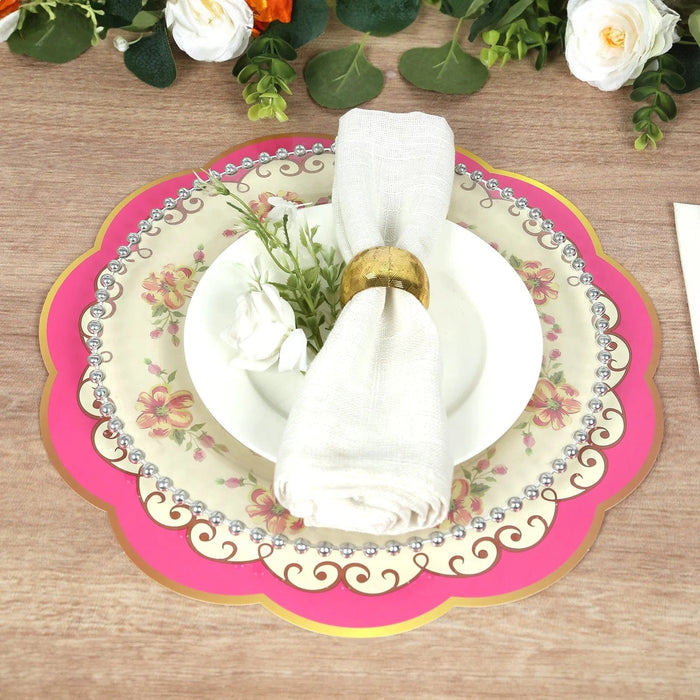 24 Round Cardboard Paper Placemats with Assorted Floral Designs DSP_CHRG_TEA017_MIX