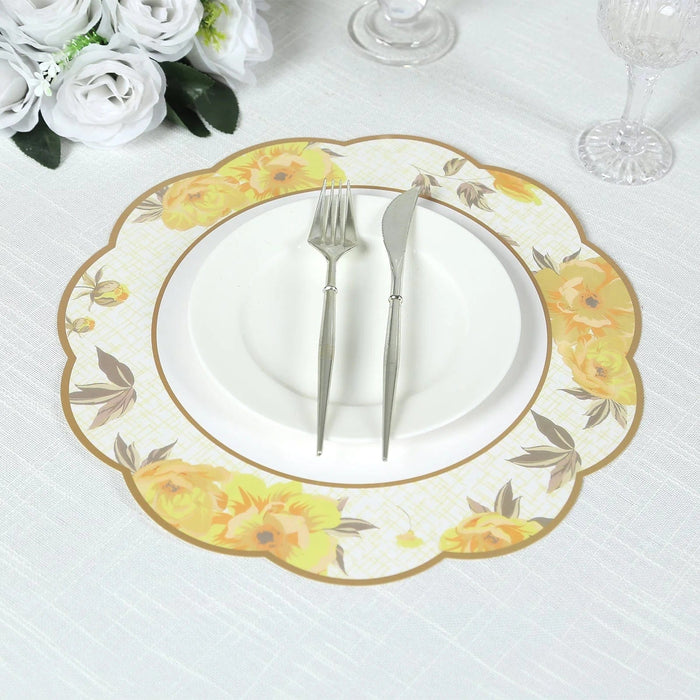 24 Round Cardboard Paper Placemats with Assorted Floral Designs DSP_CHRG_TEA017_MIX