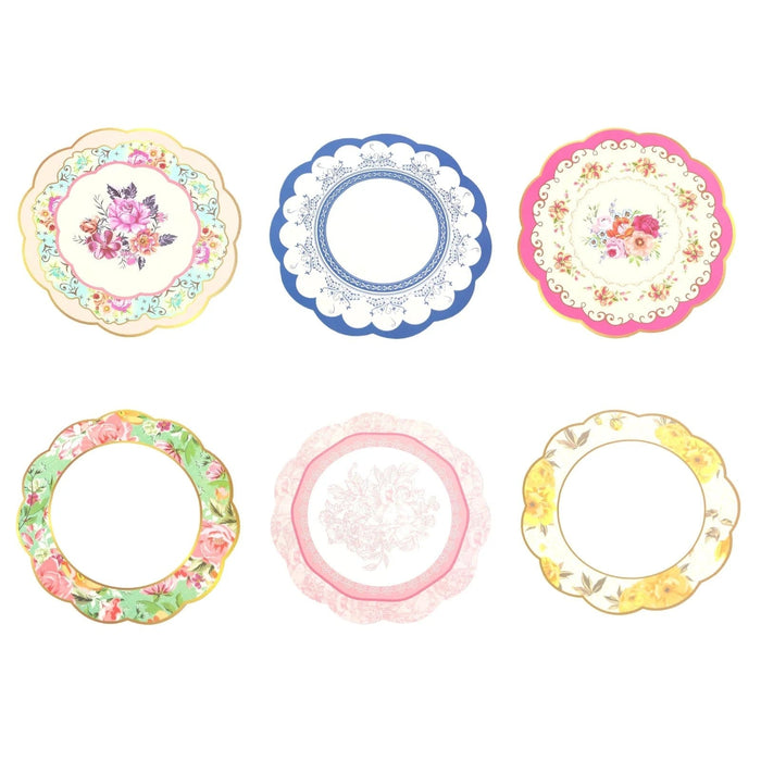 24 Round Cardboard Paper Placemats with Assorted Floral Designs DSP_CHRG_TEA017_MIX