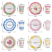 24 Round Floral Paper Tea Cup and Saucer Set - Assorted DSP_PPCU_R017_MIX