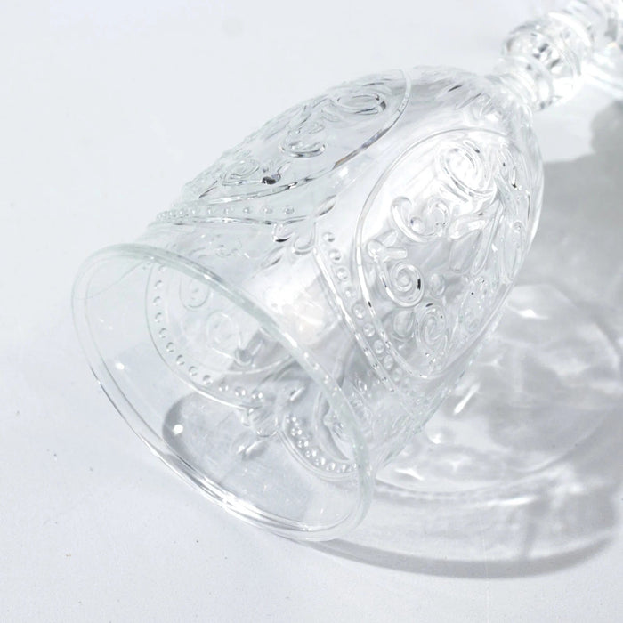 24 Transparent 10 oz Retro Embossed Plastic Wine Glasses