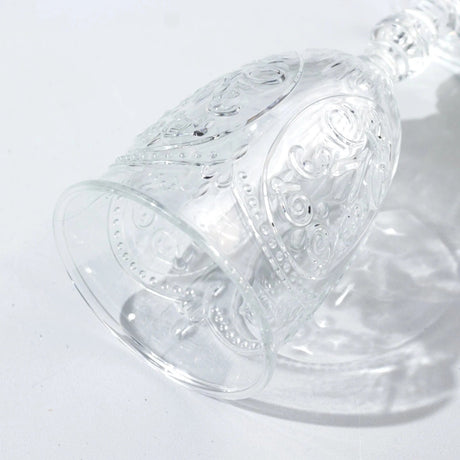24 Transparent 10 oz Retro Embossed Plastic Wine Glasses