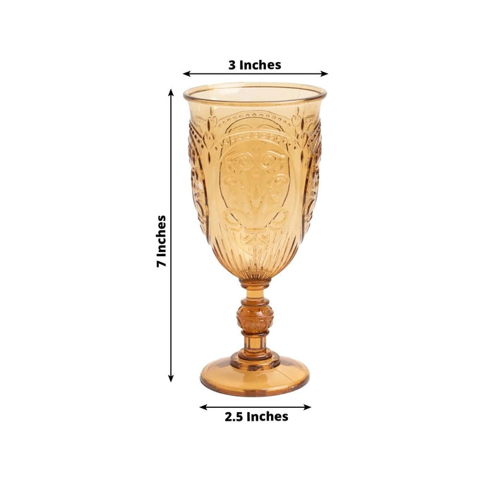 24 Transparent 10 oz Retro Embossed Plastic Wine Glasses