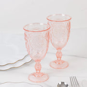 24 Transparent 10 oz Retro Embossed Plastic Wine Glasses
