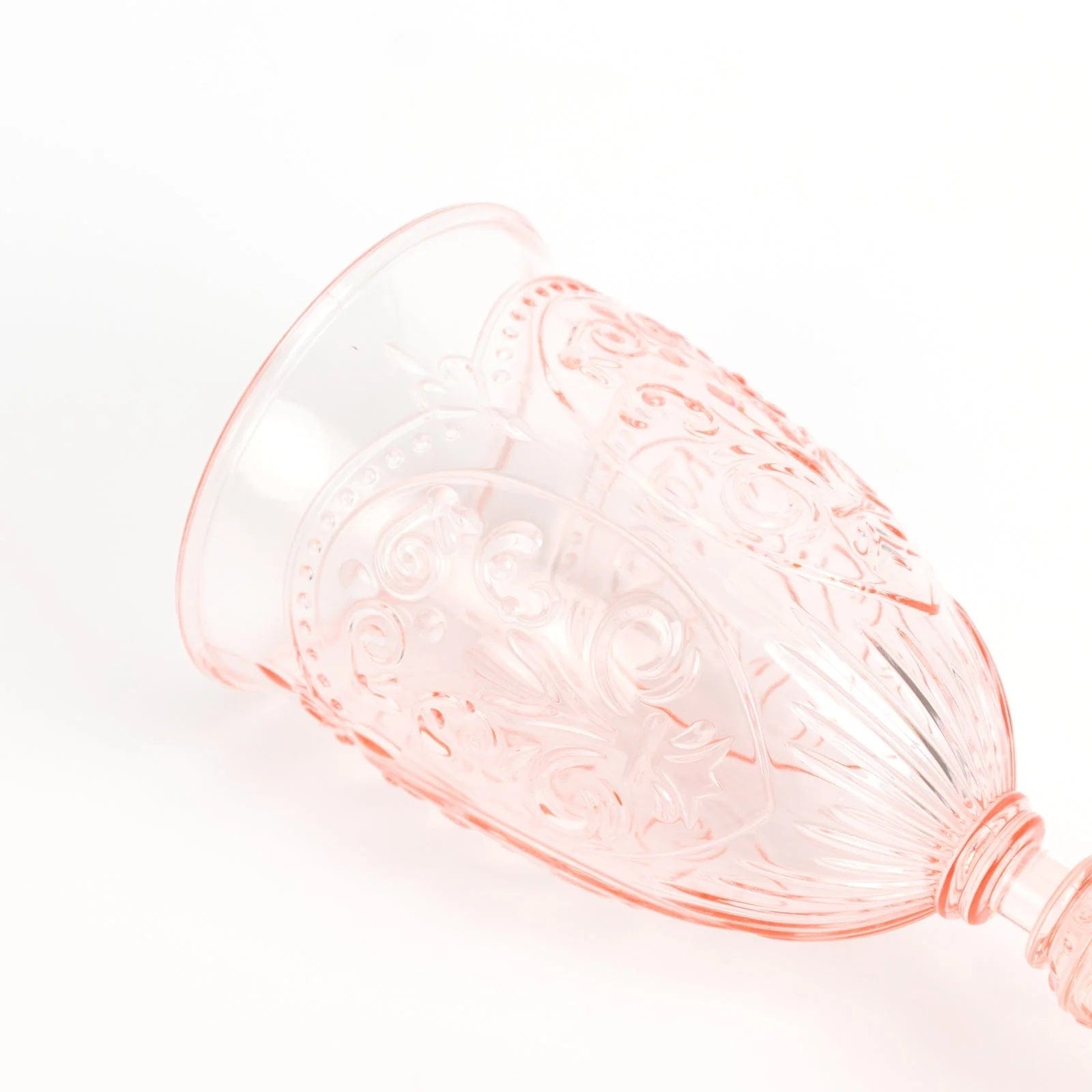 24 Transparent 10 oz Retro Embossed Plastic Wine Glasses