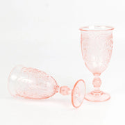24 Transparent 10 oz Retro Embossed Plastic Wine Glasses