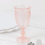 24 Transparent 10 oz Retro Embossed Plastic Wine Glasses