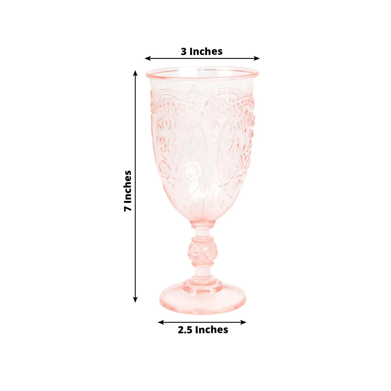 24 Transparent 10 oz Retro Embossed Plastic Wine Glasses
