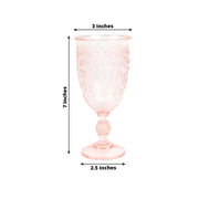 24 Transparent 10 oz Retro Embossed Plastic Wine Glasses