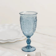 24 Transparent 10 oz Retro Embossed Plastic Wine Glasses