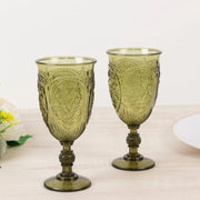 24 Transparent 10 oz Retro Embossed Plastic Wine Glasses