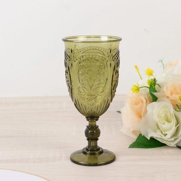 24 Transparent 10 oz Retro Embossed Plastic Wine Glasses