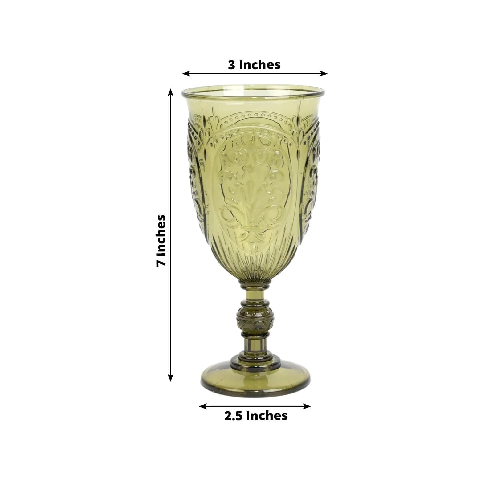 24 Transparent 10 oz Retro Embossed Plastic Wine Glasses