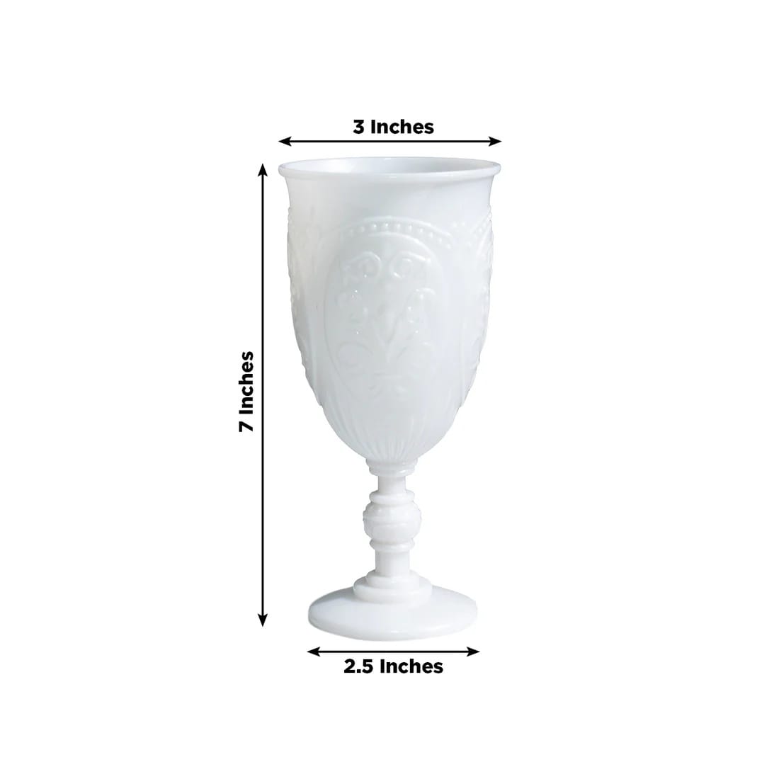 24 Transparent 10 oz Retro Embossed Plastic Wine Glasses