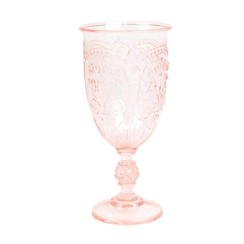 24 Transparent 10 oz Retro Embossed Plastic Wine Glasses DSP_CUWN011_10_046