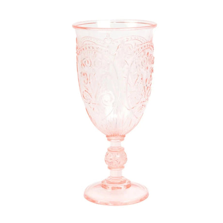 24 Transparent 10 oz Retro Embossed Plastic Wine Glasses DSP_CUWN011_10_046