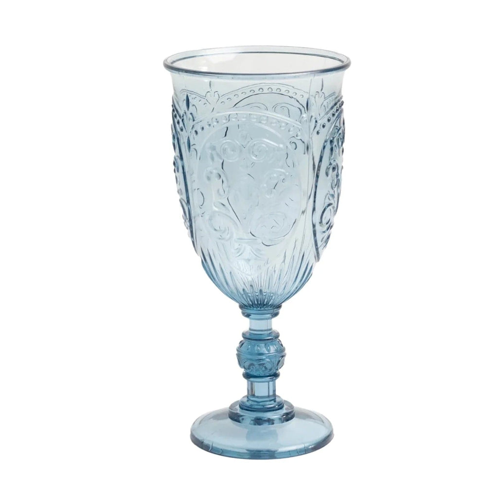 24 Transparent 10 oz Retro Embossed Plastic Wine Glasses