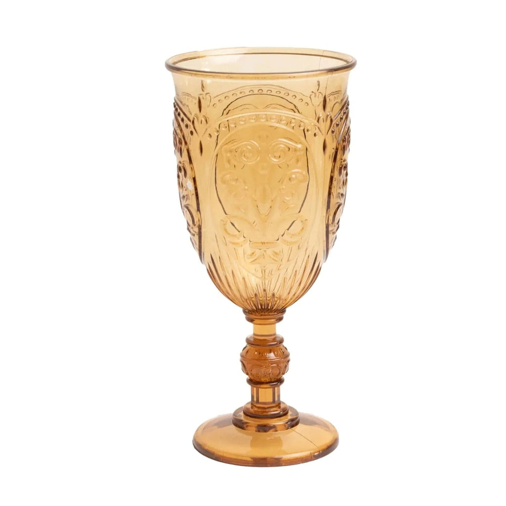 24 Transparent 10 oz Retro Embossed Plastic Wine Glasses