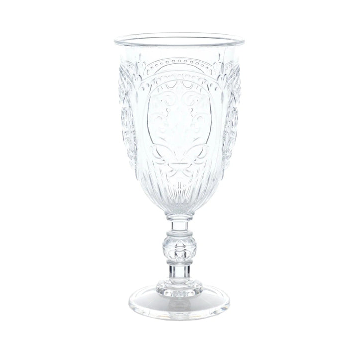 24 Transparent 10 oz Retro Embossed Plastic Wine Glasses DSP_CUWN011_10_CLR