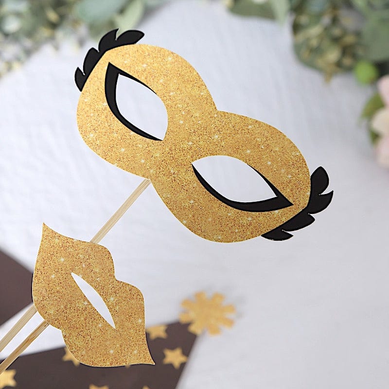 24 Vintage Glitter Fun Party Photo Booth Props - Black and Gold WED_PRTY_PHOTO_01