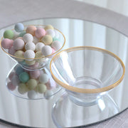 24 White 7 oz Plastic Dessert Ice Cream Bowls with Gold Rim - Disposable Tableware