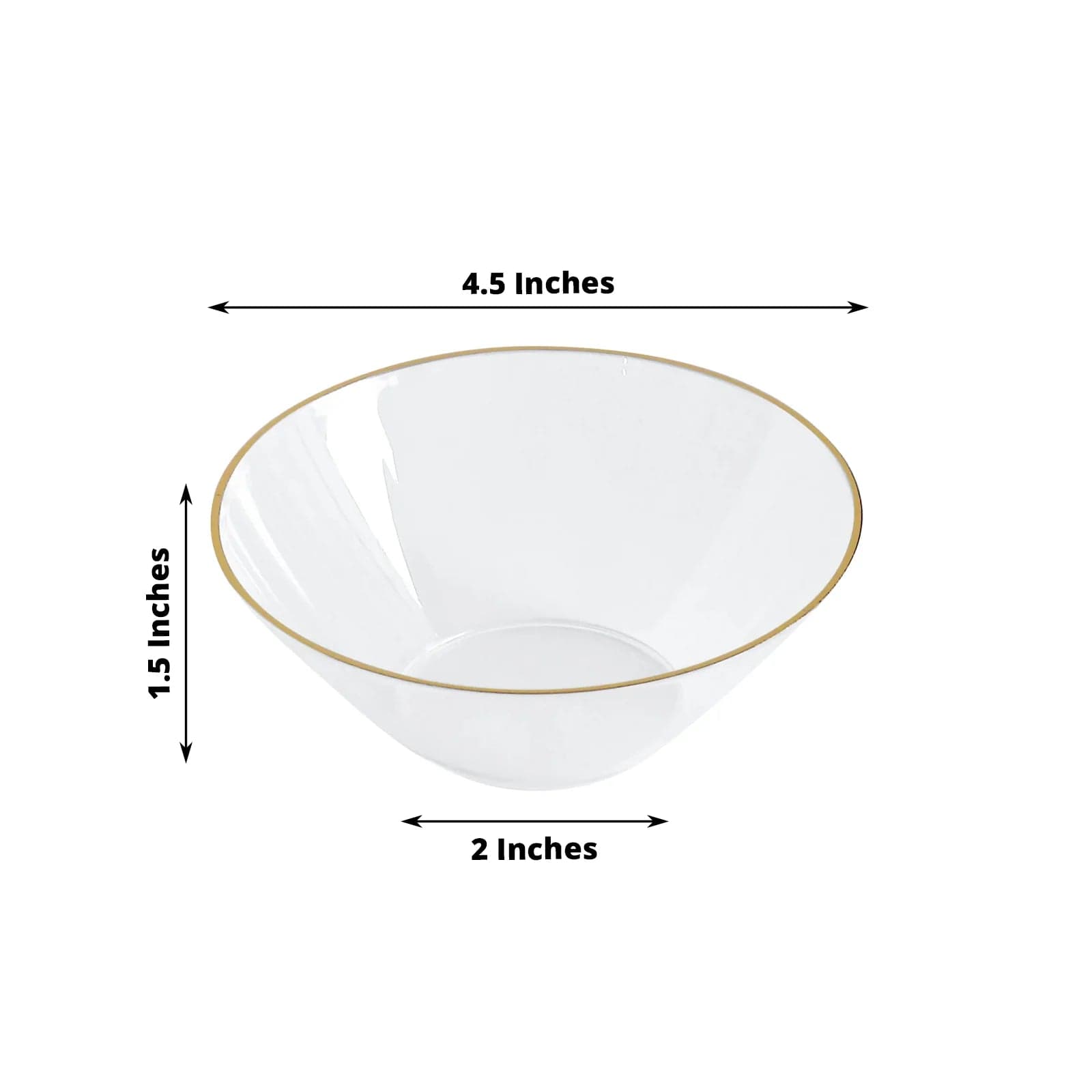 24 White 7 oz Plastic Dessert Ice Cream Bowls with Gold Rim - Disposable Tableware